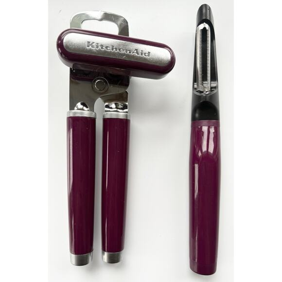 Kitchen Aid Multifunction Can Opener Plum Purple Vegetable Peeler Crank Handle - Picture 1 of 9